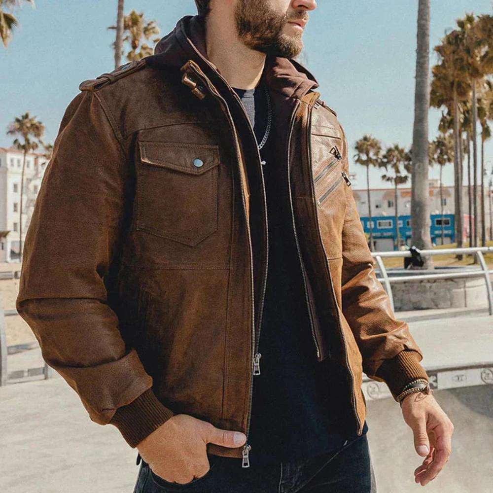 Marco - Modern Leather Men’s Jacket with Dual-Core Technology