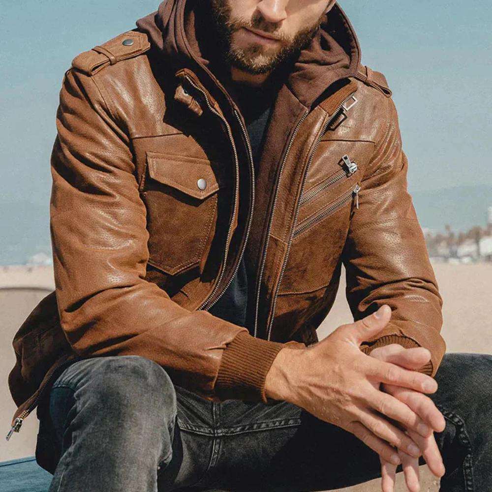 Marco - Modern Leather Men’s Jacket with Dual-Core Technology